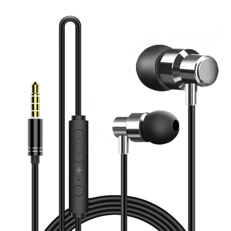 Accessonico Earbuds with Long Cord 6 ft 3.5mm Wired Headphones Black