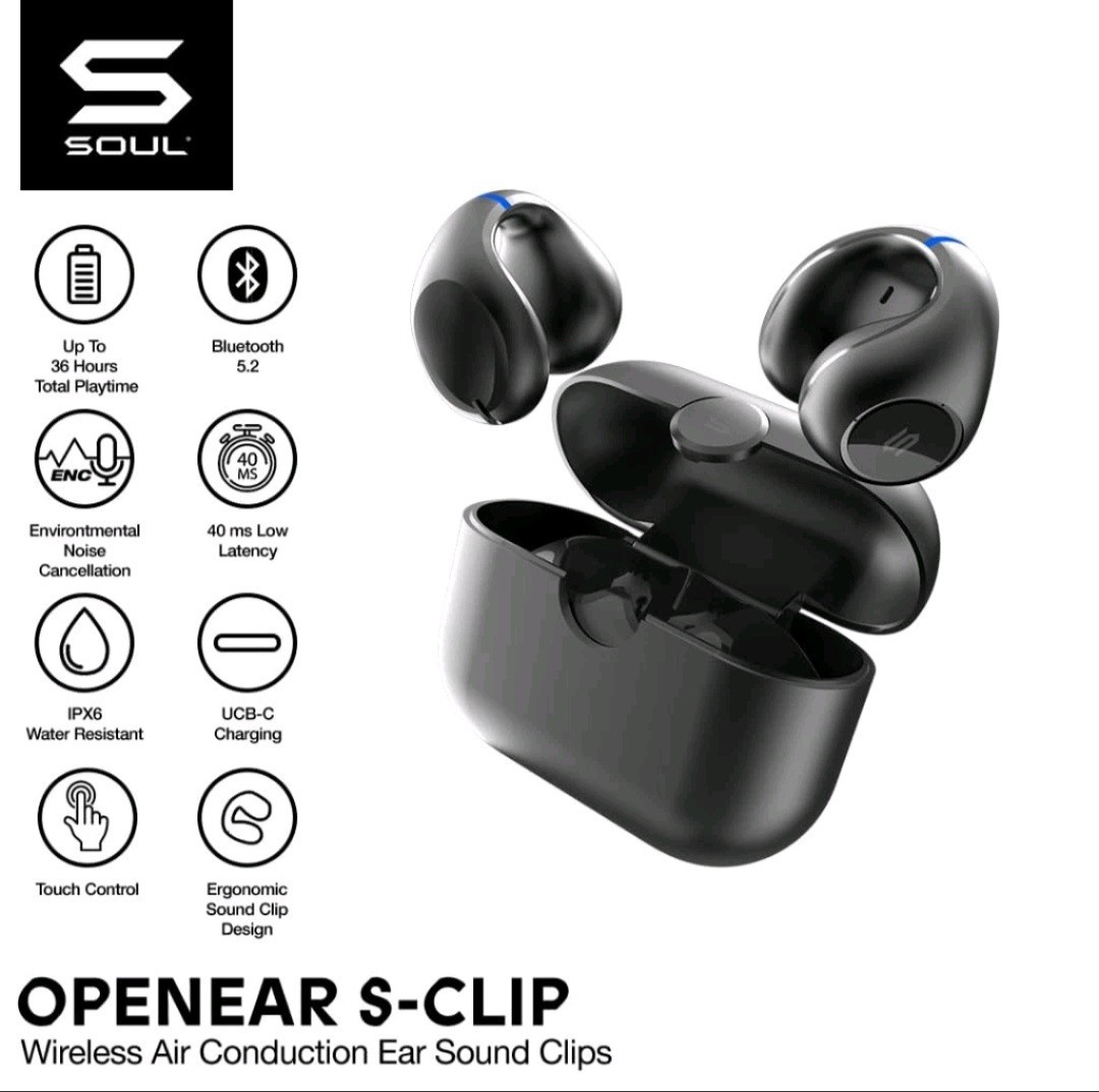 Soul Wireless Earphones OPENEAR Bluetooth compatible BLACK