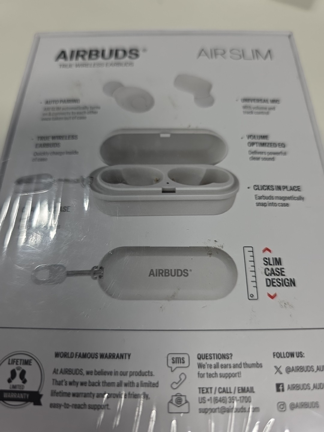 Airbuds Air Slim True Wireless Earbuds Bluetooth (White) New In Box Sealed Box