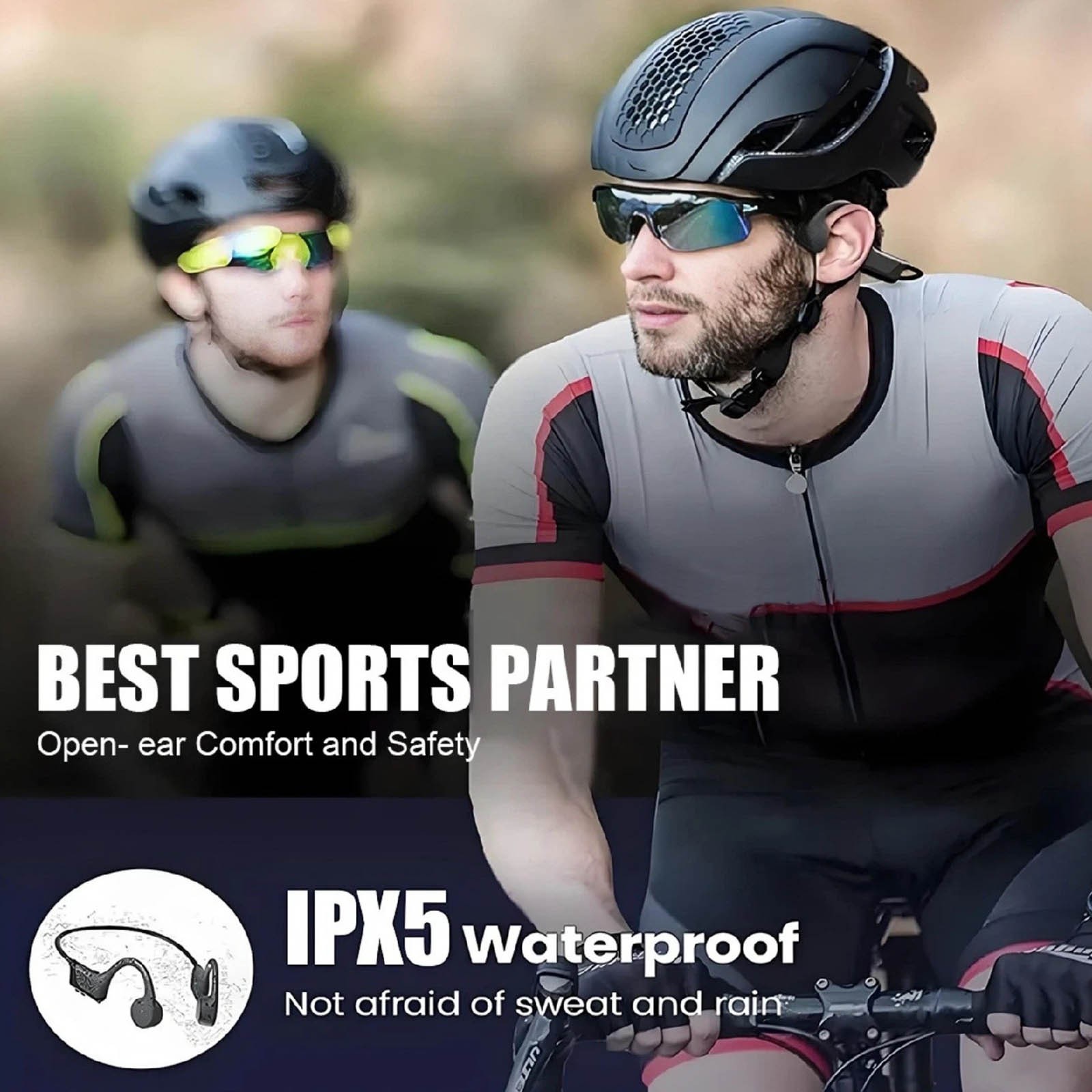 Bone Conduction Headphones Bluetooth 5.4 IPX5 Waterproof 16.2MM Driver for Trail