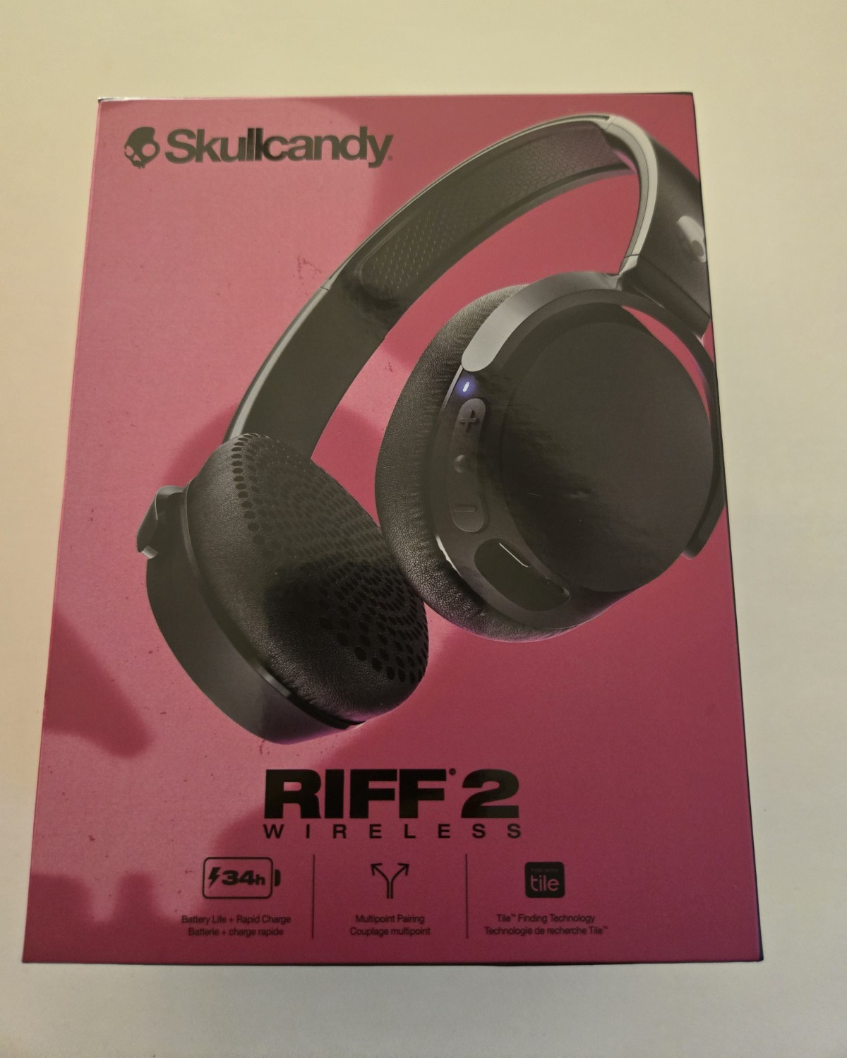 Skullcandy Riff 2 Wireless Bluetooth On-Ear Headphones, Black, Built-In Mic