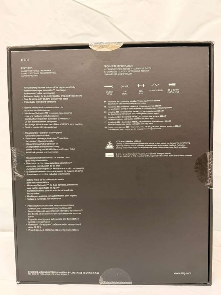 AKG Pro Audio K701 Reference Class Premium Headphones, White (Z5)