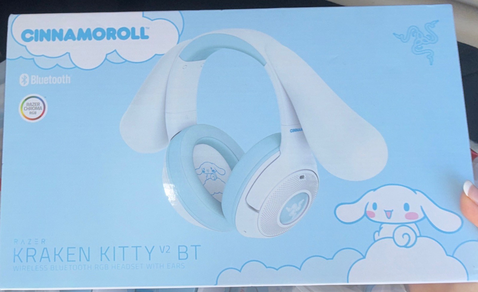 Razer X Cinnamoroll kraken kitty V2 BT Wireless Bluetooth Headset With Ears RARE
