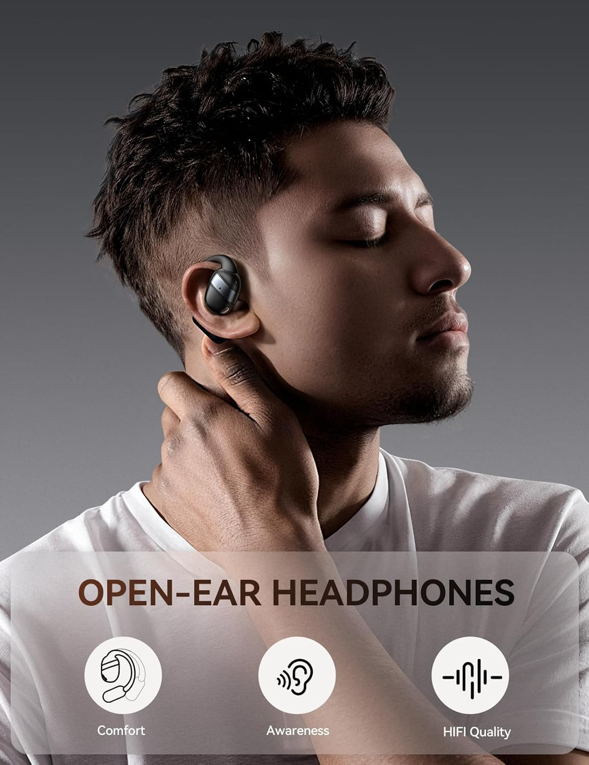 Open Ear Headphones Earbuds Wireless, 5.4 Bluetooth Ear Buds with Digital Displa
