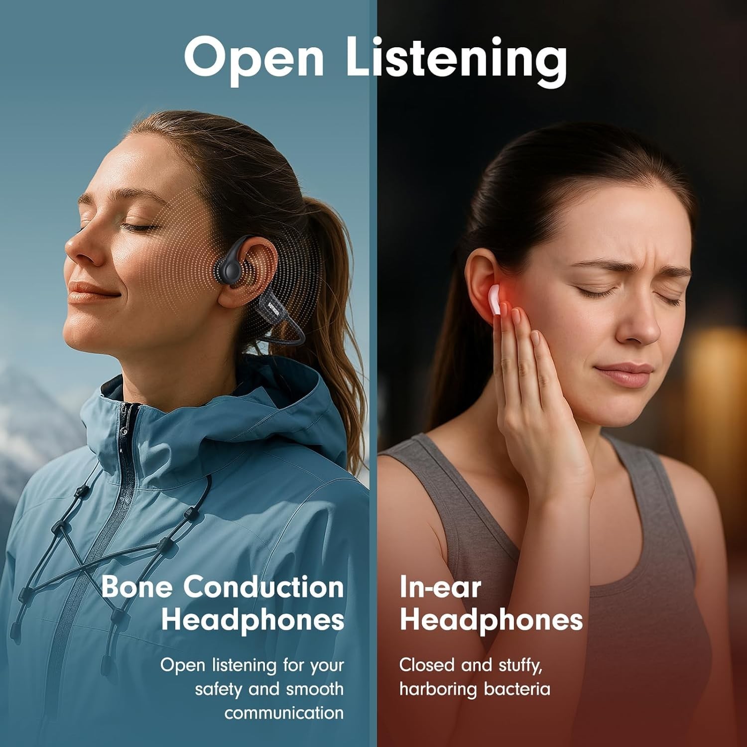 Auriculares de Conducción Ósea Bluetooth 5.4 IP56 8H para Deportes. Nuevo