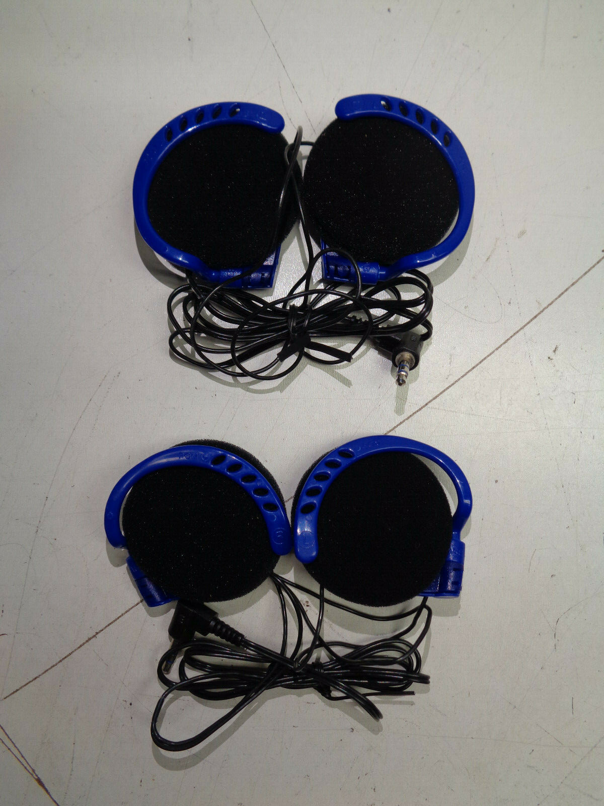 Disposable Over Ear Headphones Black Cord Blue Buds set of (2 pieces Set)