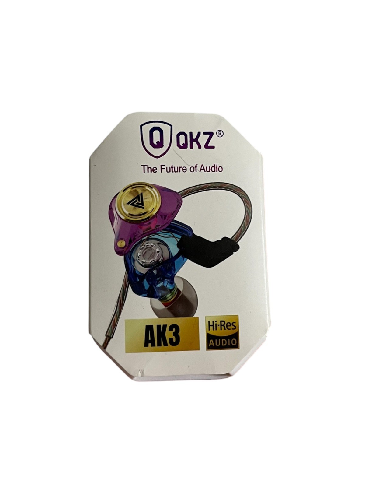 QKZ AK3 Hi-Res Audio Headphones Earbuds Purple New (Open Box)