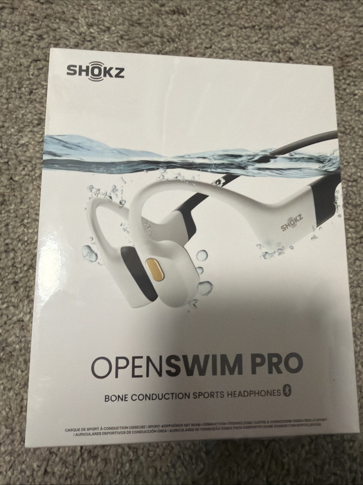New Shokz OpenSwim Pro Bone Conduction Sport Headphones WHITE, Bluetooth + 32GB
