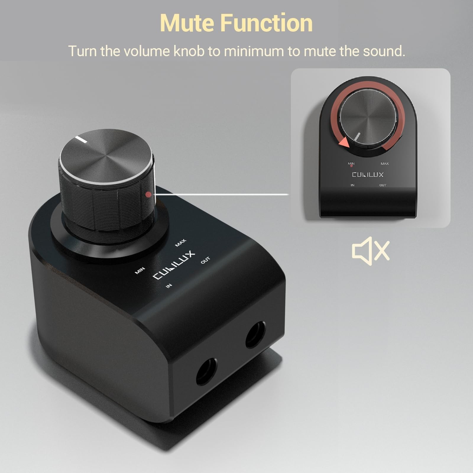 3.5mm Stereo Volume Controller – Headphones Attenuator, Aluminum Case, Inline Co