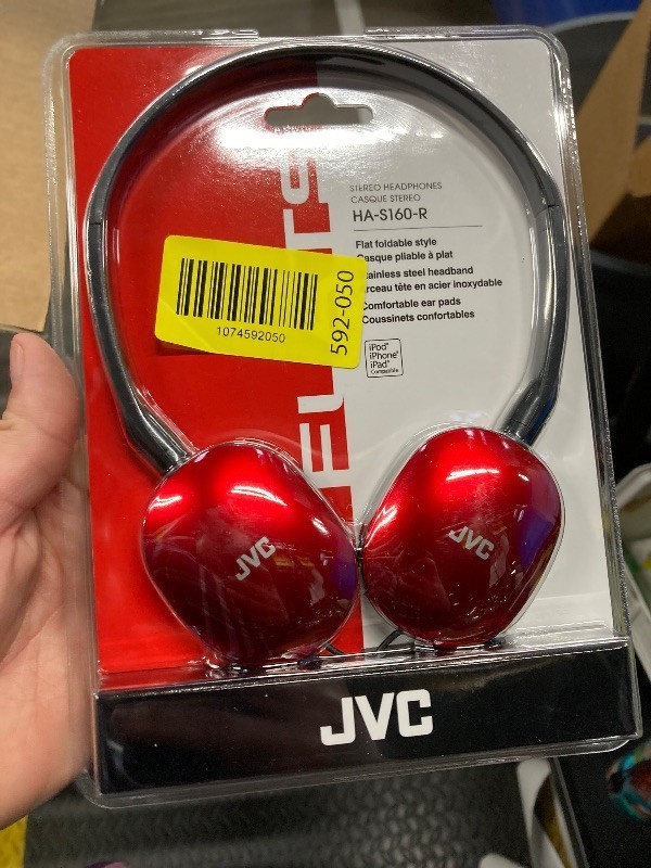 JVC Flats On-Ear Wired Headphones, Foldable Design, 30mm Drivers, Red