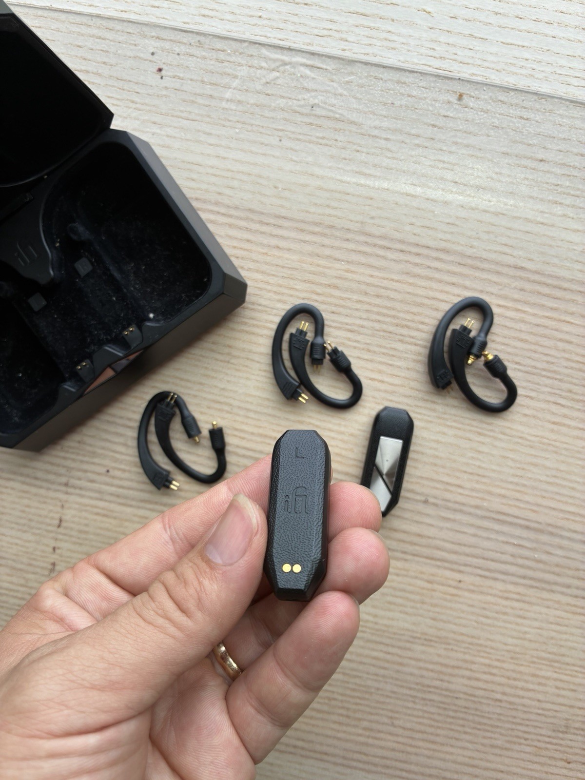 iFi go pod. Wireless Bluetooth In-Ear Earbuds w/ Charging Case, Black/Silver.