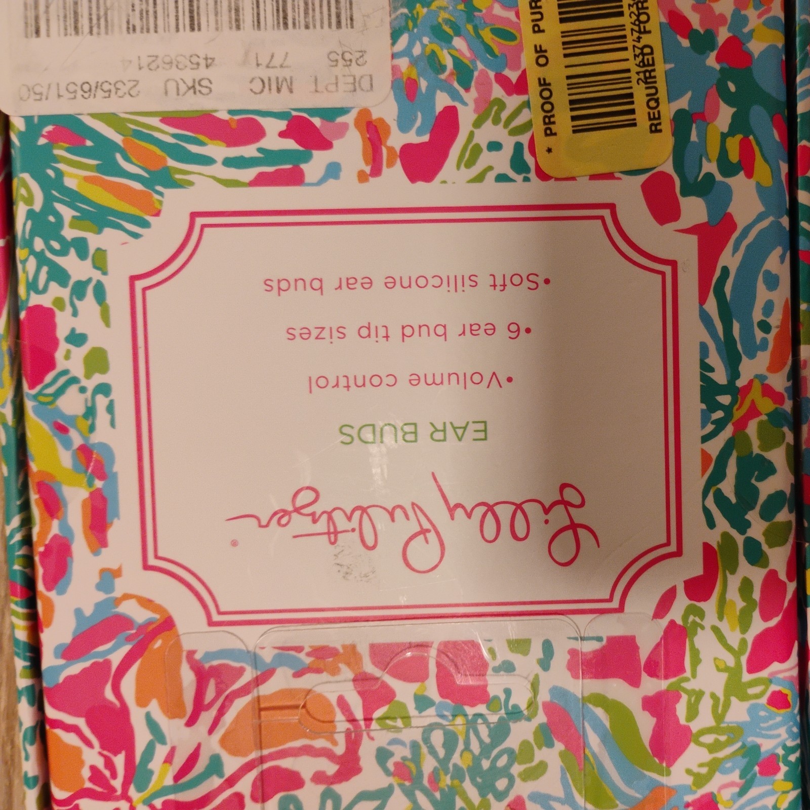 LILLY PULITZER Earbuds “Fan Sea Pants” volume control multicolor | NIB 48” cord