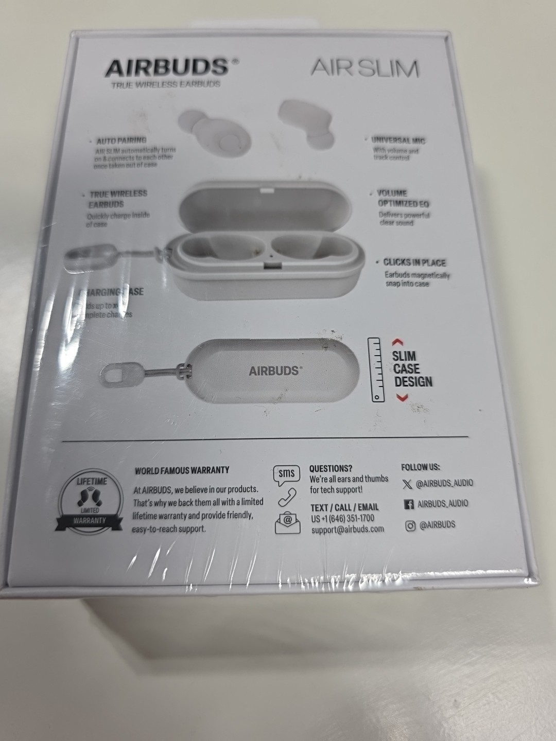 Airbuds Air Slim True Wireless Earbuds Bluetooth (White) New In Box Sealed Box