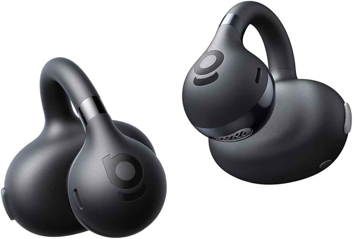 Bass BC1 Open Ear Earbuds Clip-On Headphones, Open-Ring Comfort with Tri-Curve S