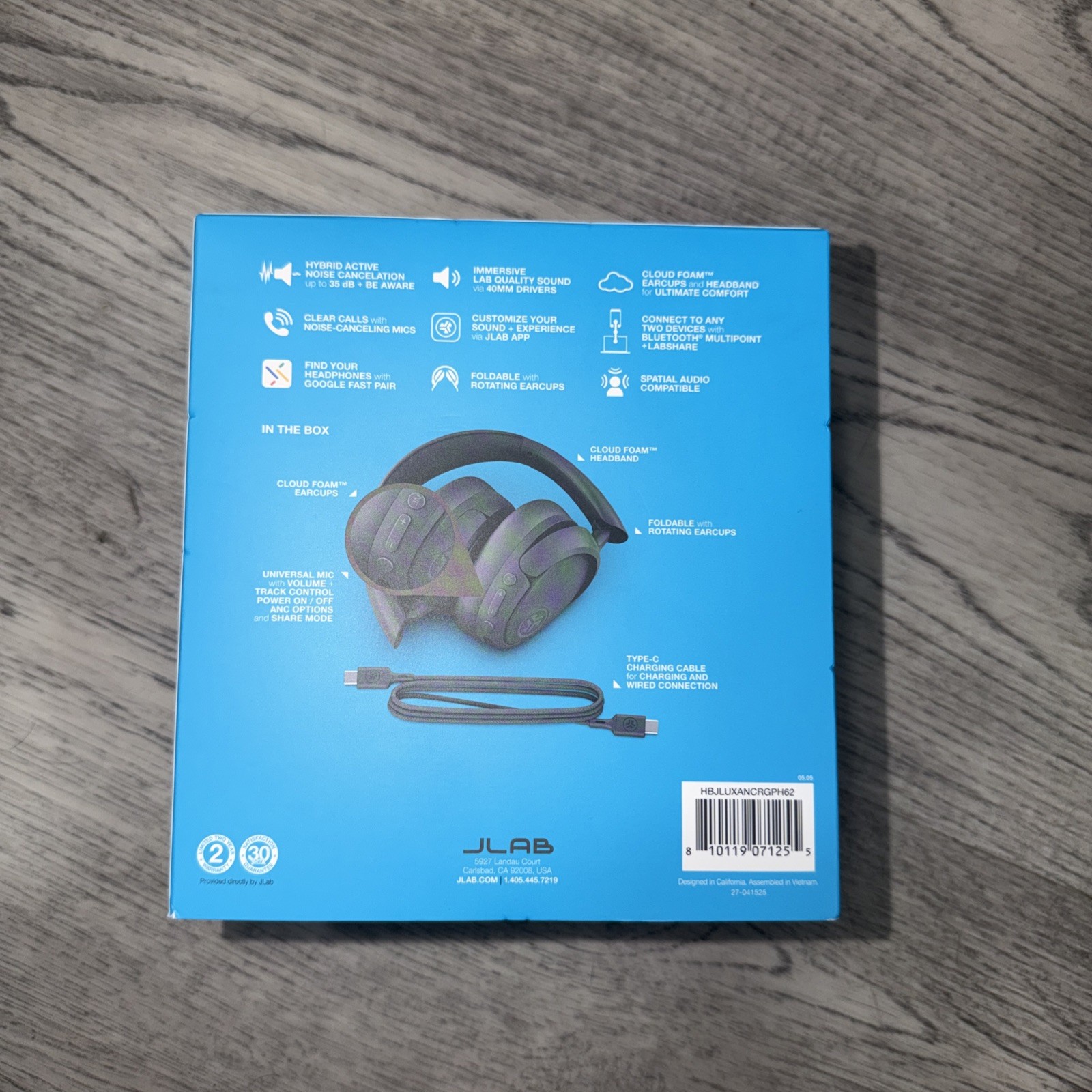 JLAB JBuds LUX ANC Wireless Over-Ear Headphones – Sage Gray – Brand New