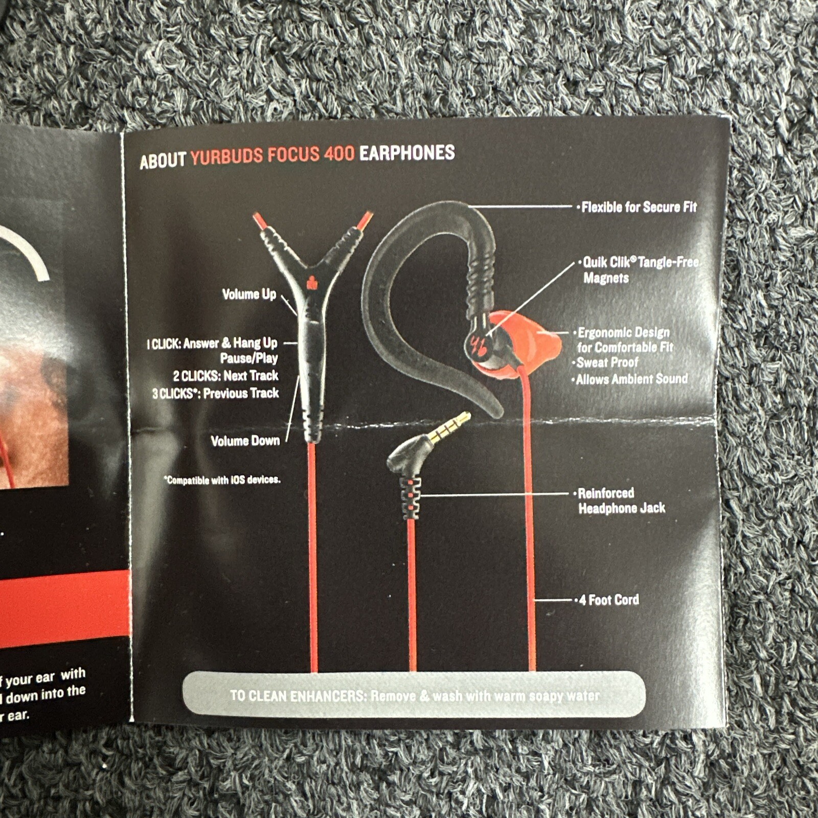 yurbuds Focus 400 Ironman Series Sweat Proof Sport Earphone – READ DESCRIPTION