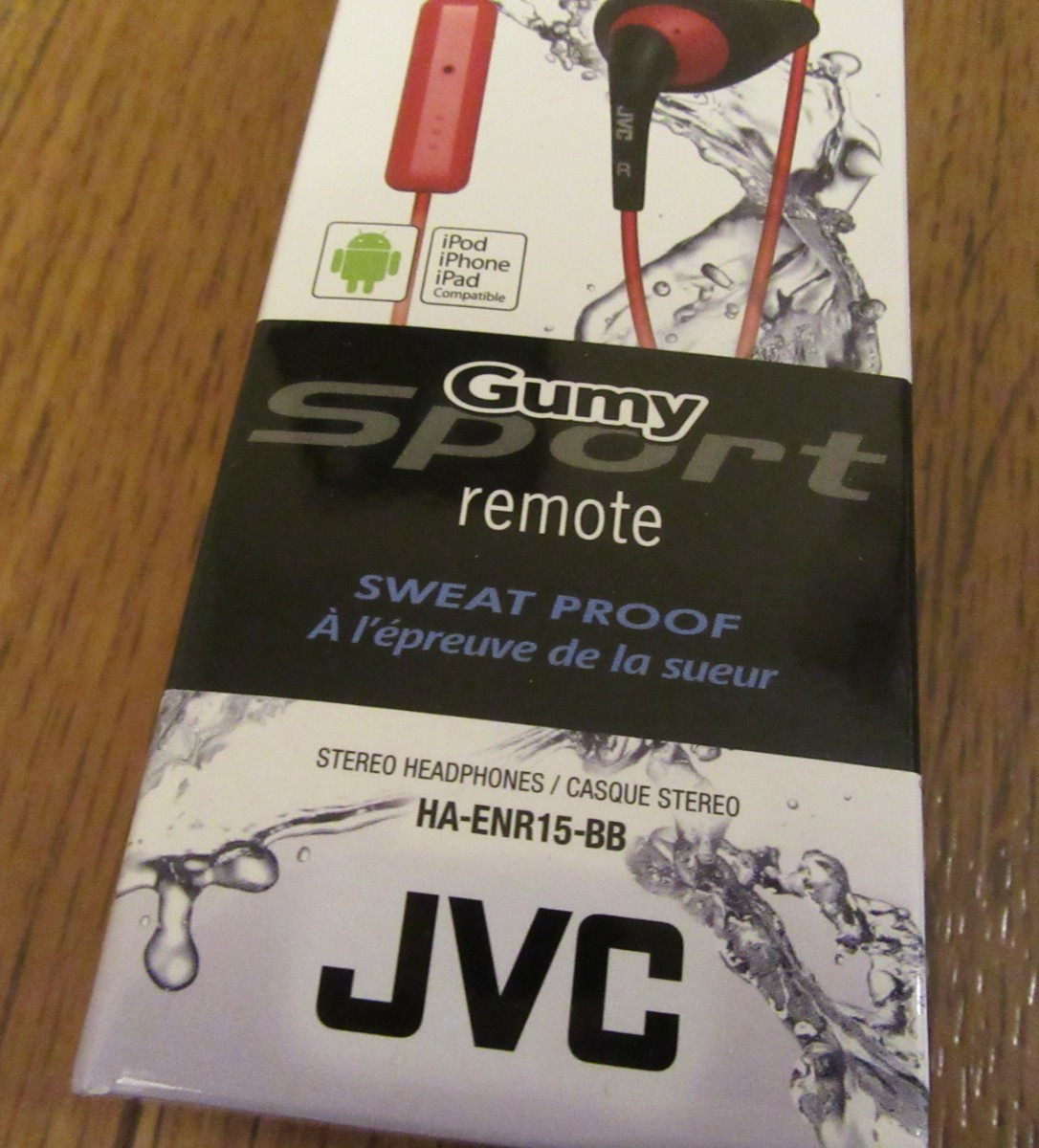 JVC HA-ENR15-BB Gumy Sport Stereo Headphones Black Red Sweat-Proof Mic/Remote