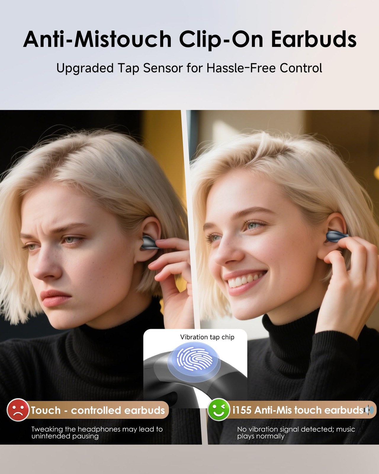 Clip-On Earbuds,Comfort Air Cushion Open Ear Earbuds Wireless Bluetooth 5.4 M…
