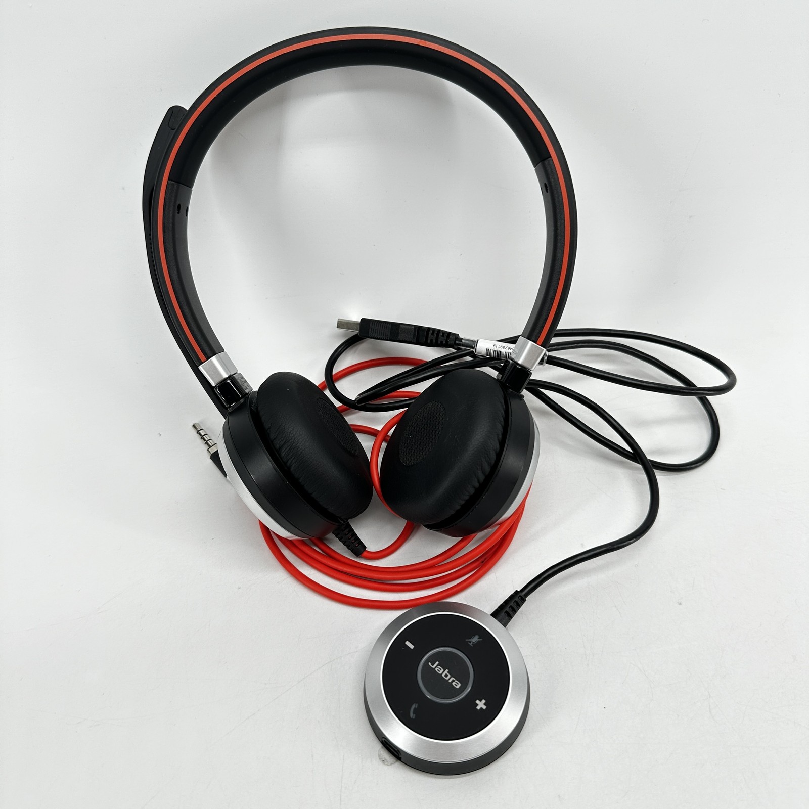 Jabra Evolve 40 Stereo Headset Black ENC010 USB 3.5mm Skype PC Mac Boom Mic Case