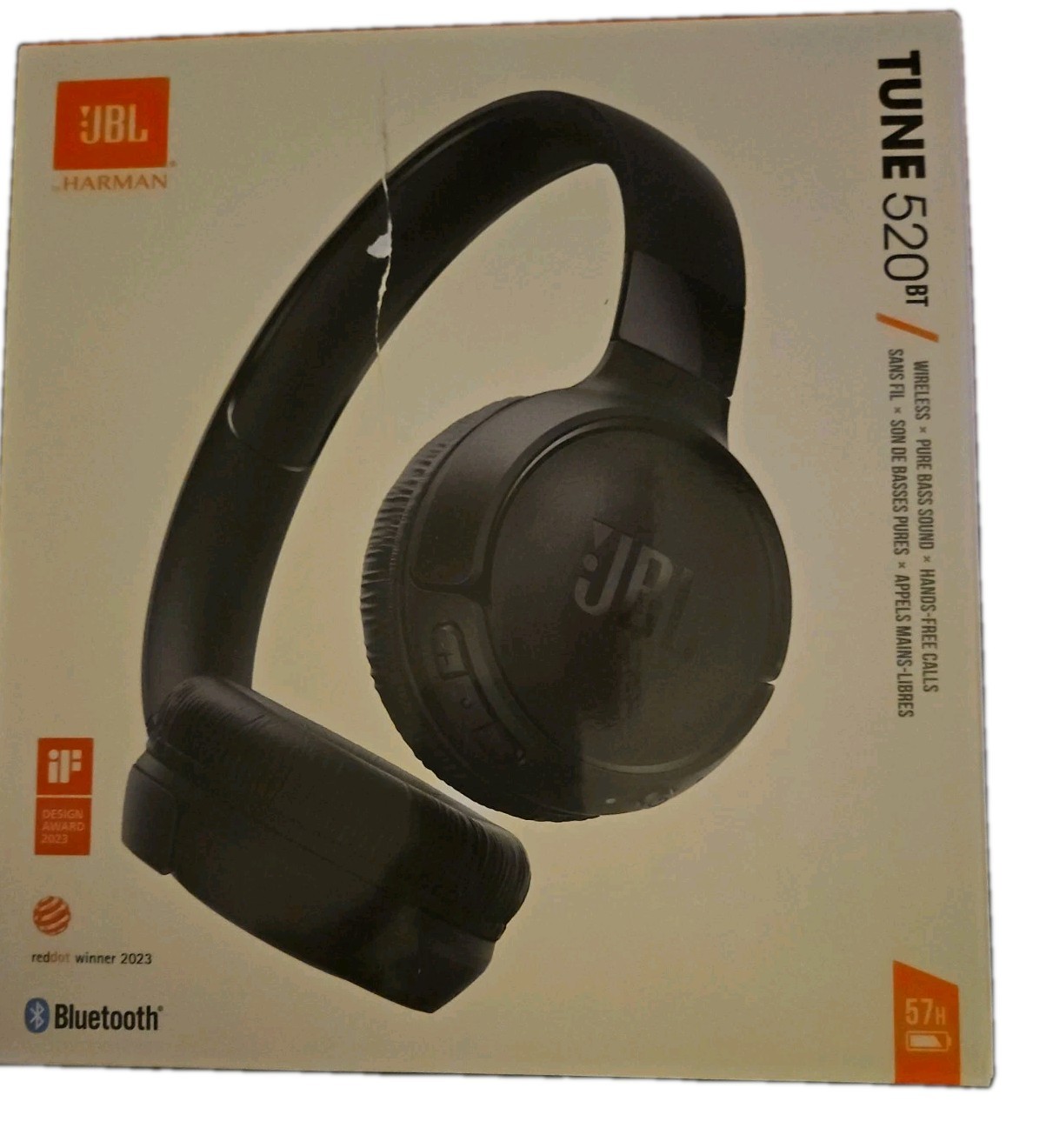 JBL Tune520 Over the Ear Headphones – Black
