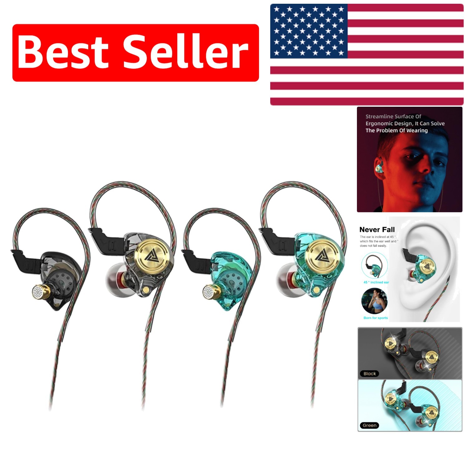 AK3FILE In-Ear Monitors – 2 Pack Wired Earbuds with Deep Bass & Noise Control