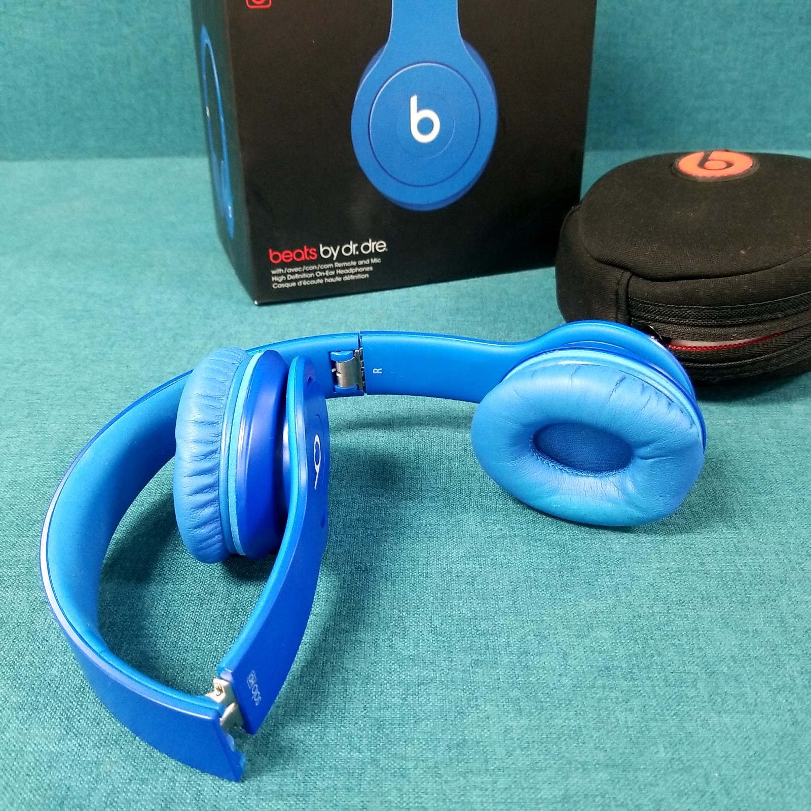 Beats by Dr. Dre Solo HD WIRED Blue Over-Ear Headphones TESTED & WORKING!