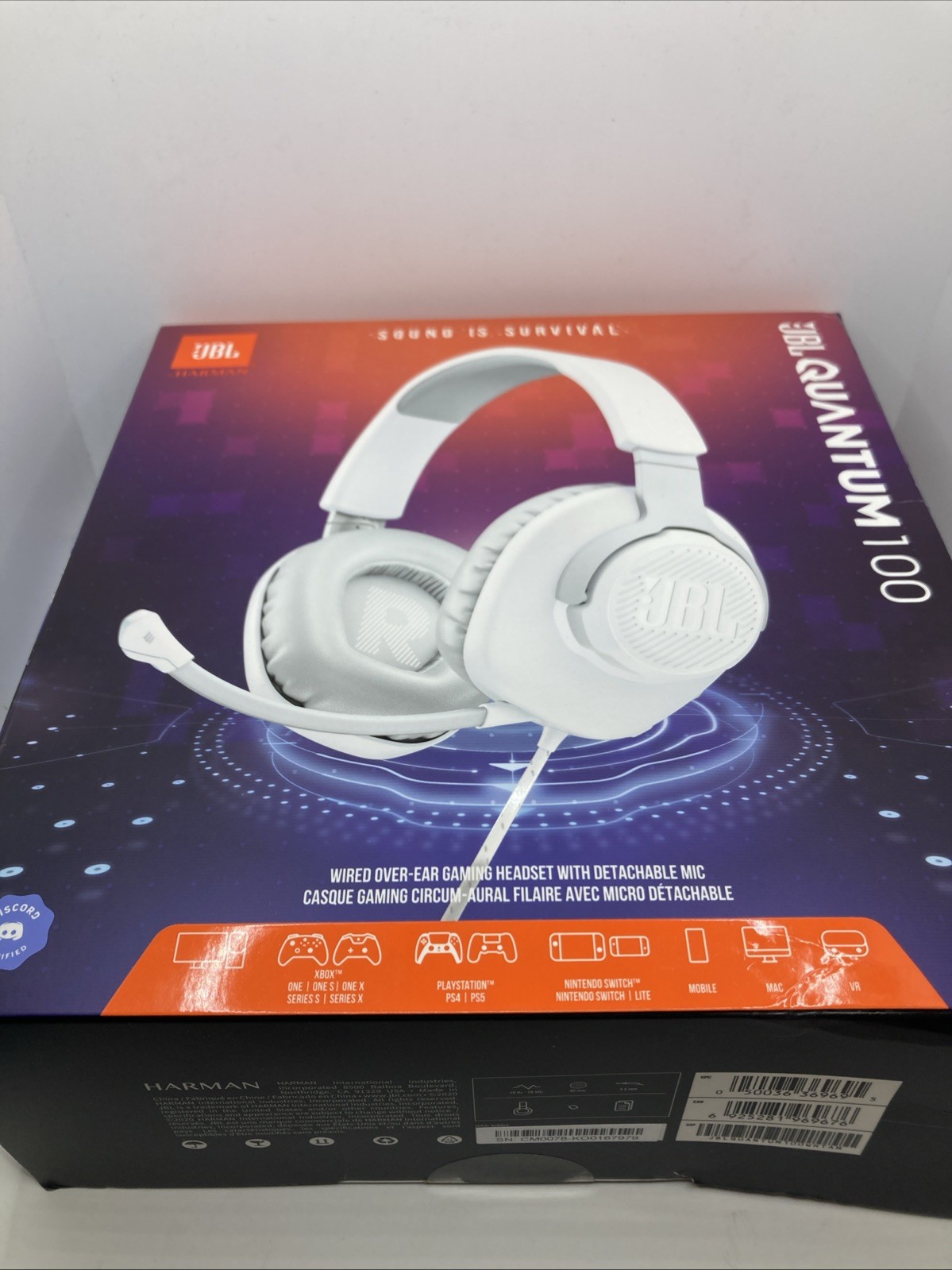 Brand New JBL Quantum 100 Wired Gaming Headset – Detachable Mic. MR
