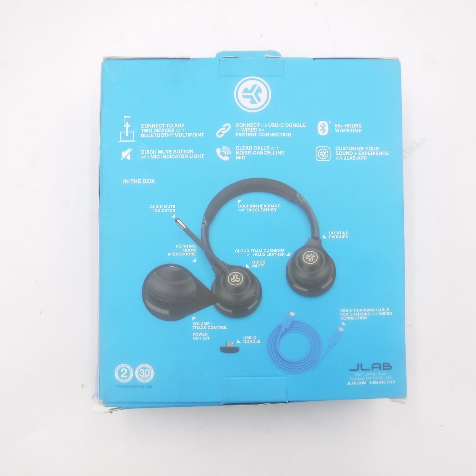 JLab GO Work Wireless & Wired On-Ear Headset Black USB-C Connection Bluetooth