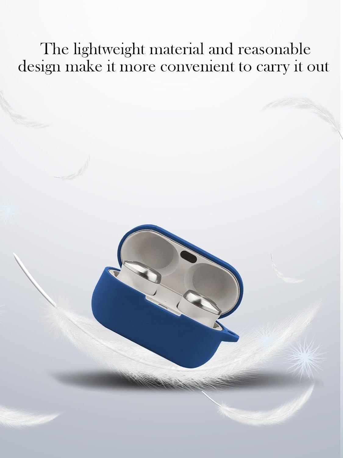 Blue Silicone Case for Technics EAH-AZ100 Wireless Earbuds with Keychain