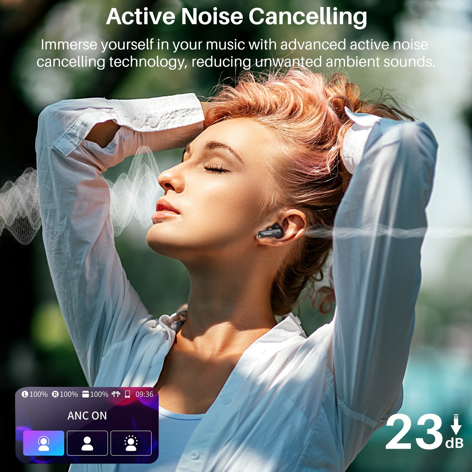 TOZO Touch Screen Wireless Earbuds ENC ANC Active Noise Canceling Bluetooth 5.4