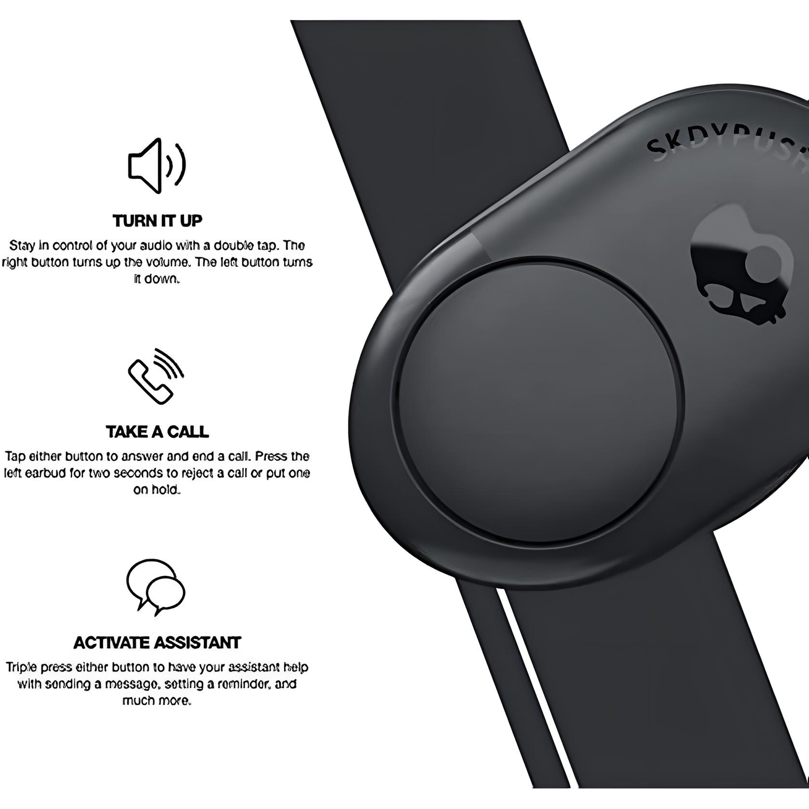 Skullcandy Push True Wireless in-Ear Earbud – Black/Grey