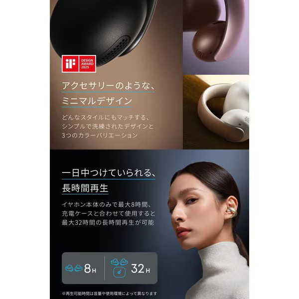 Anker earphones Soundcore AeroClip open-ear Bluetooth Midnight Black A3388N11