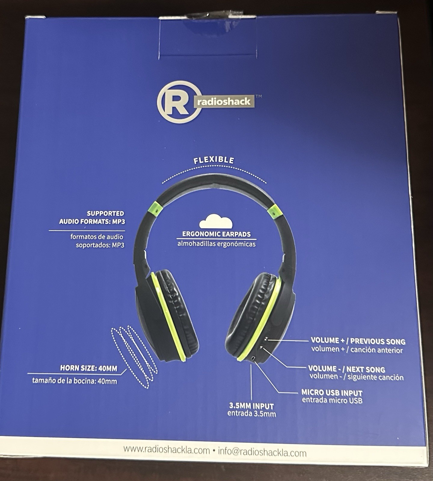 RadioShack Wireless Over Ear Headphones Vibez Bluetooth V5.0 Black/Green- New
