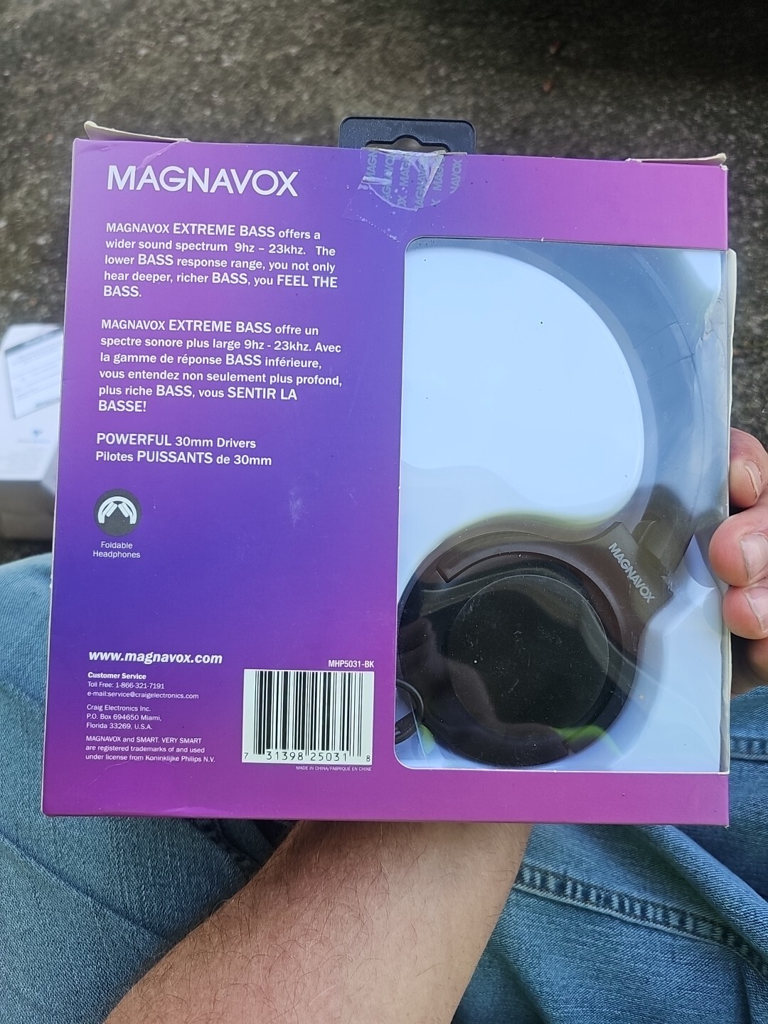 Magnavox Extreme Bass Headphones Total Control 30mm Drives