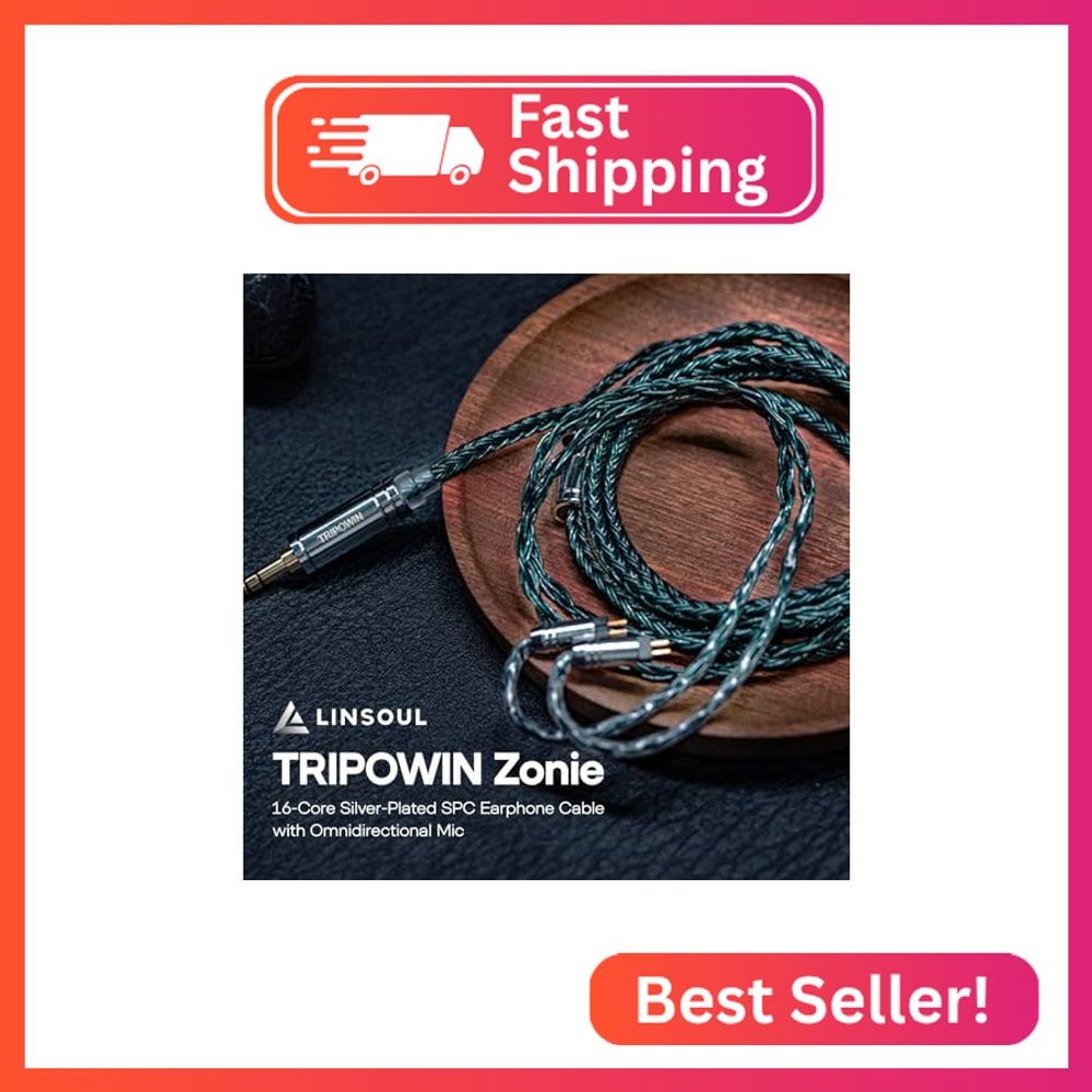Linsoul Tripowin Zonie IEM Cable, 16 Core Silver Plated Earphone Upgraded Cords,