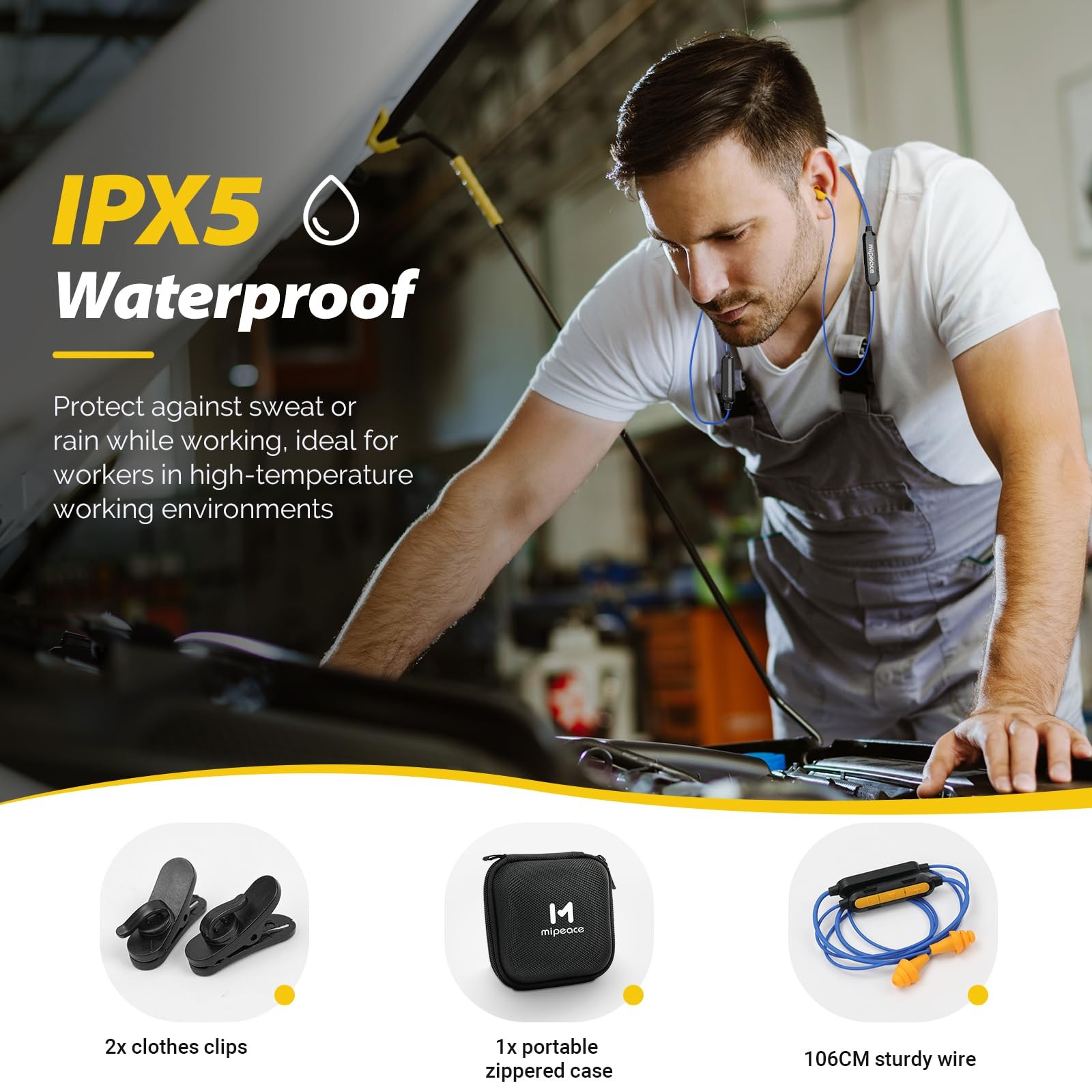 MIPEACE Bluetooth Work Earplugs Headphone,Wireless in-Ear standard, Black
