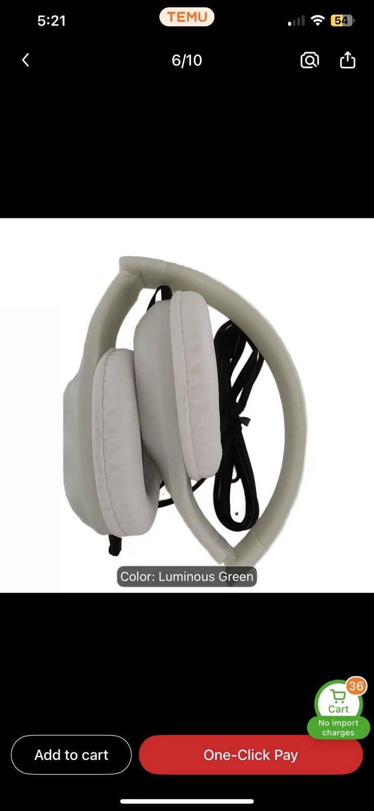 Getgold Glow At Night & Luminous Green Classroom,Airplane, & Office Headphones