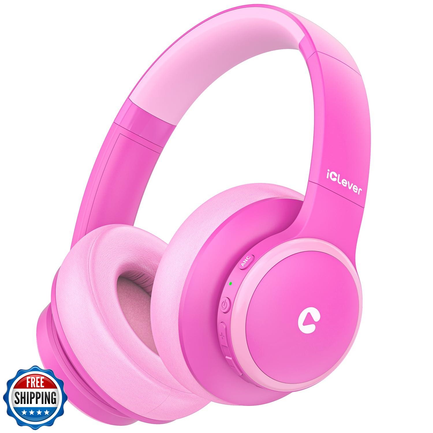 iClever BTH26 Active Noise Cancelling Headphones for Kids, 60H Play Time, Saf