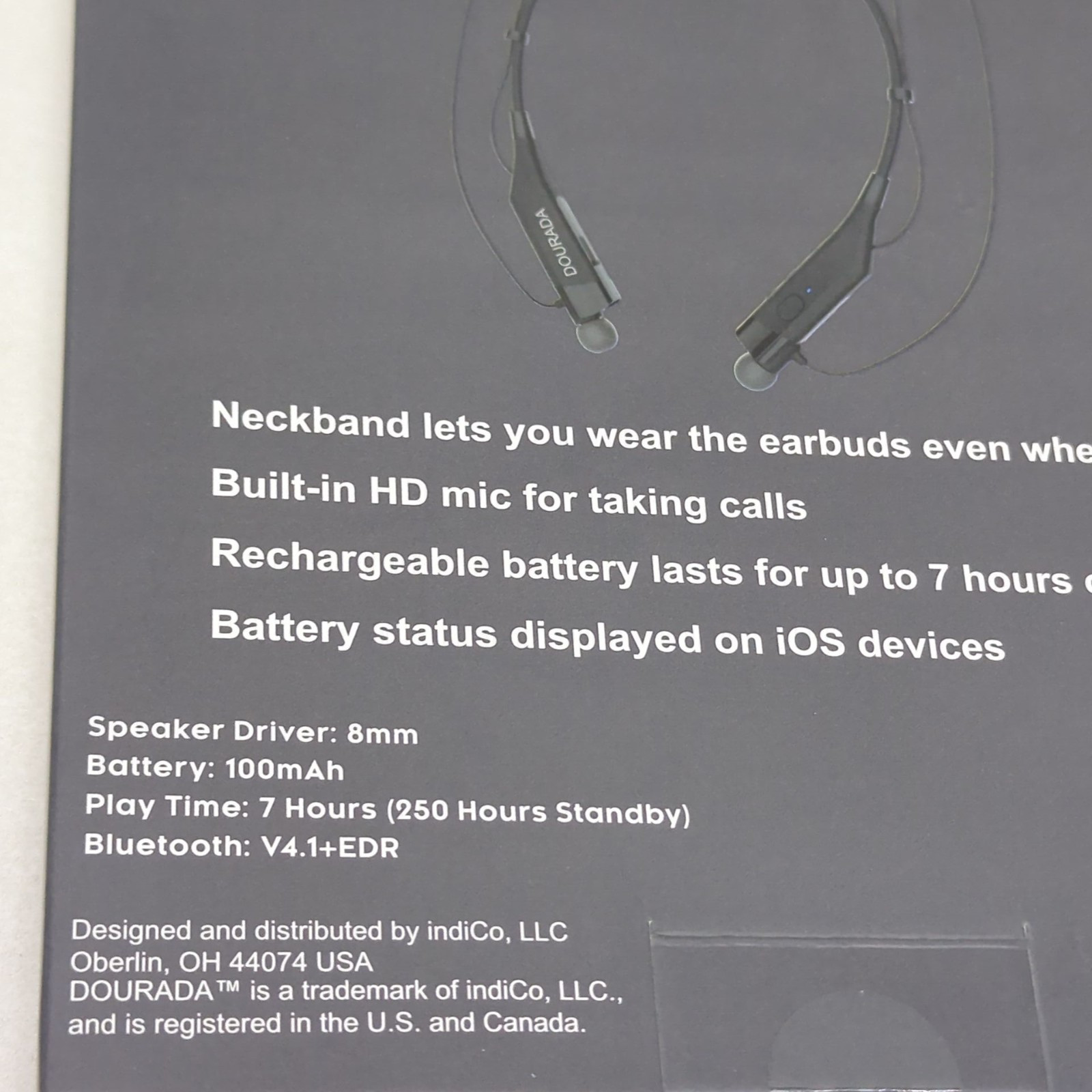Neckband Bluetooth Wireless Earbuds with HD Mic Talk Sport Sweat Hifi Earphones