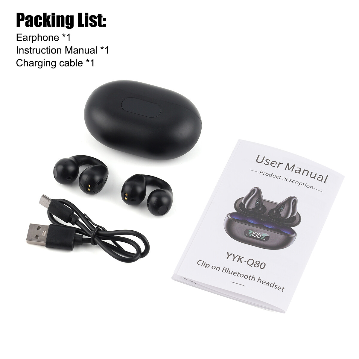 Bone Conduction Bluetooth 5.3 Headset Wireless Ear Clip Earbuds Headphones Sport