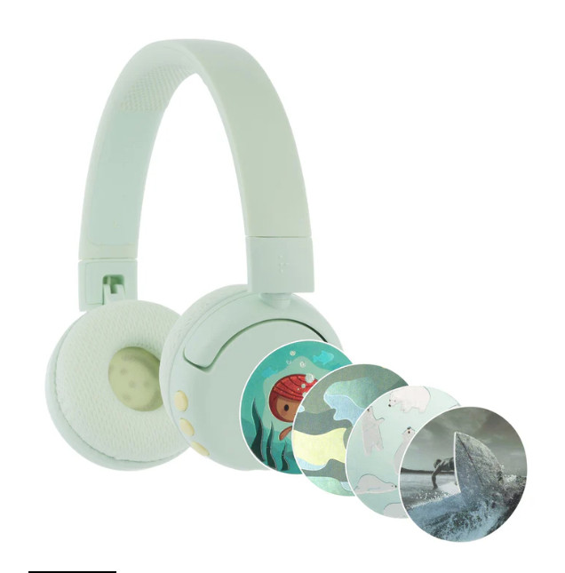 Buddy Phones Pop Fun Wireless SafeAudio Foldable Headphones w/ Mic + Stickers