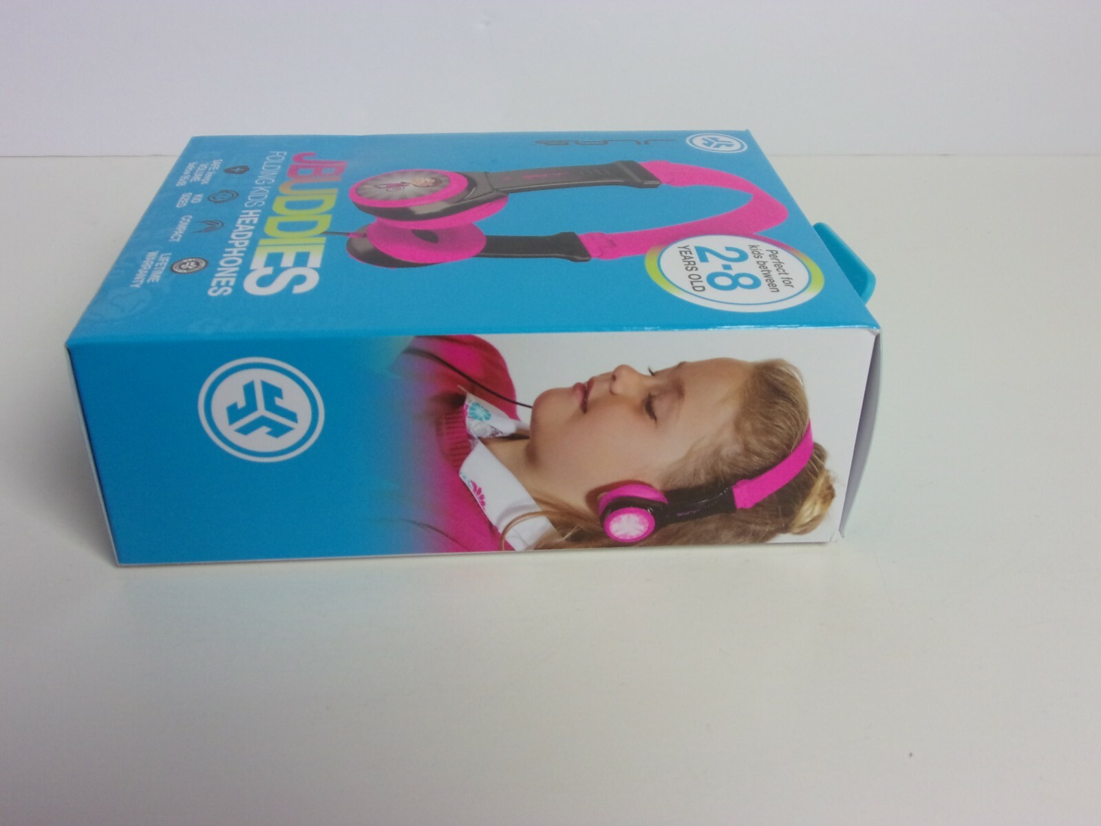 JBuddies Folding Kids Headphones Black/Pink w Monkey – For ages 2-8 – NEW Opened