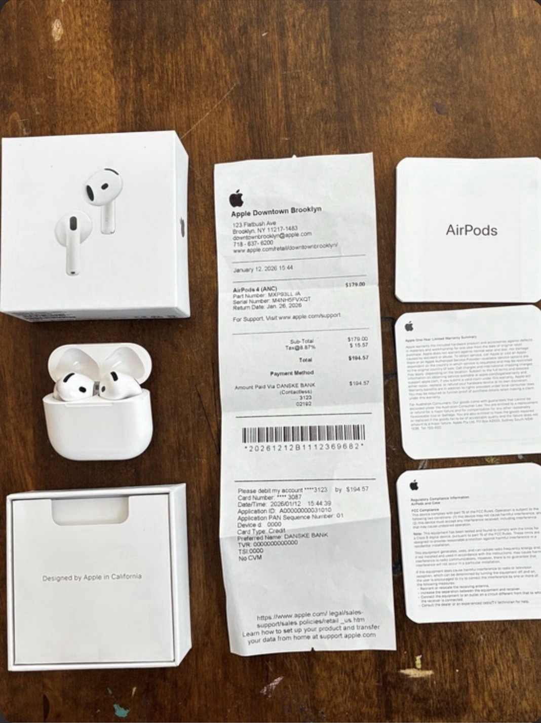 Apple AirPods 4 (ANC) Wireless Bluetooth In-Ear Earbuds White MXP93LL/A