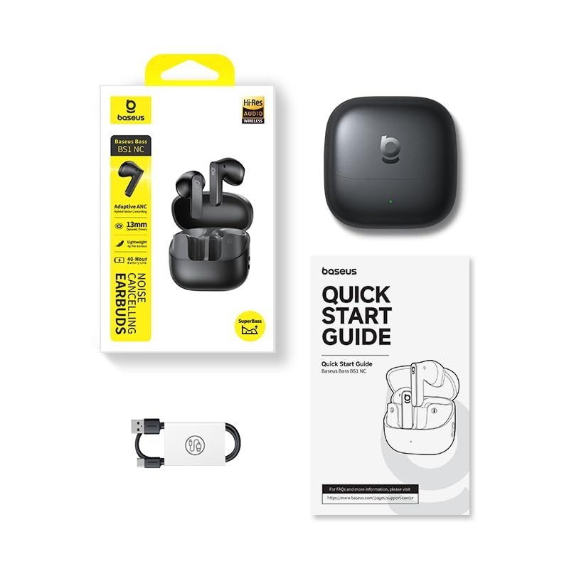 Noise Cancelling Semi-In-Ear Earbuds, Hi-Res Audio, 40H Playtime, 6-Mic Call