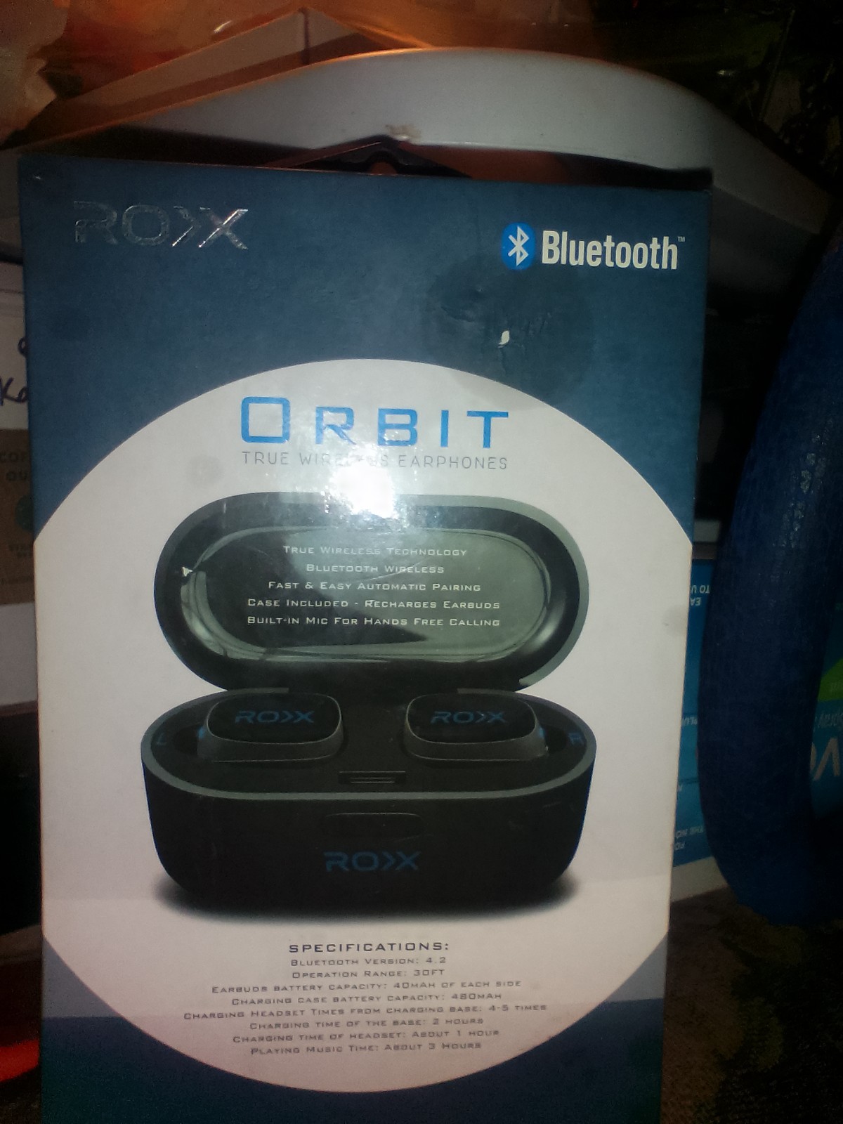 Roxx Gear Orbit True Wireless Bluetooth 4.2 Earphones w/ Recharge Case (Black)