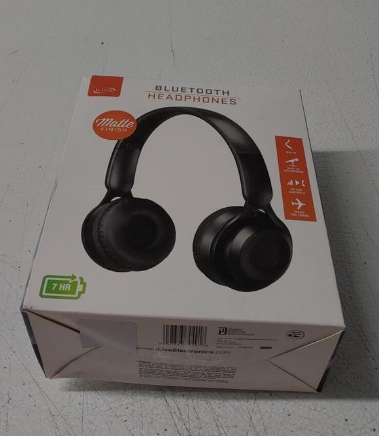 iLive IAHB48MB Bluetooth Over-The-Ear Headphones w/Microphone (Matte Black), New