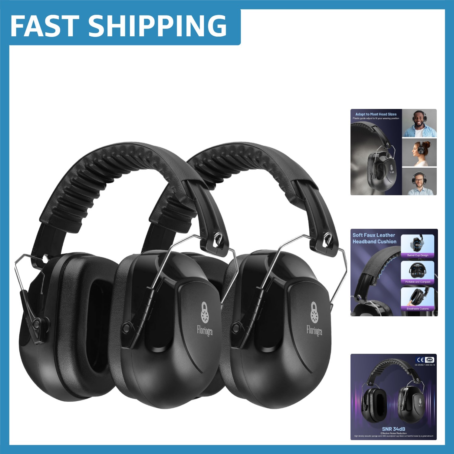 Noise Reduction Earmuffs – 34dB Hearing Protection for Shooting & More