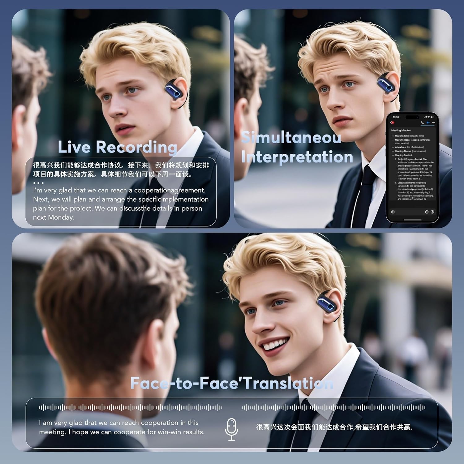 NEW SEALED MOZC 168 Languages AI Live Translation Earbuds, 4-in-1 Smart Mode