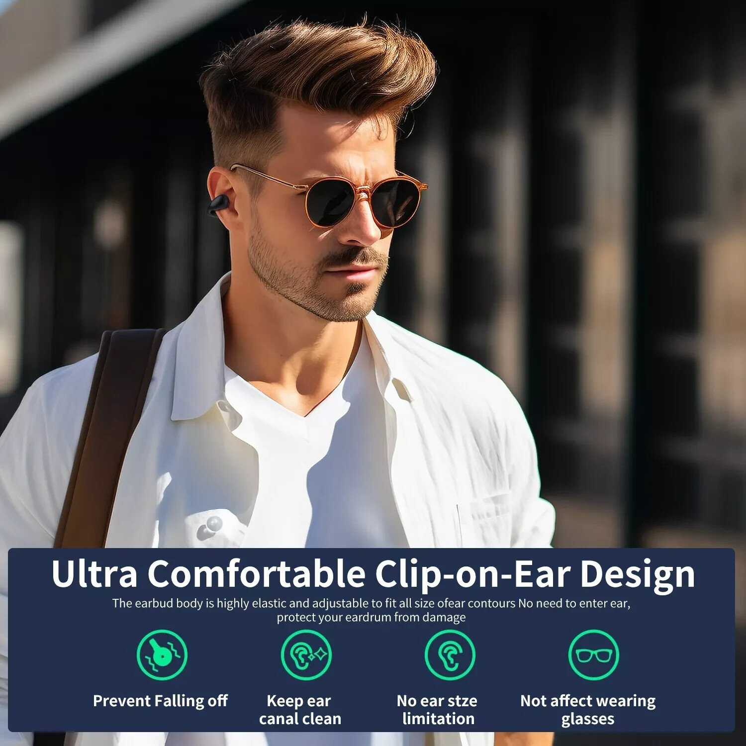 YYK-Q71 Wireless Earphones Bluetooth 5.3, Clip on Bone Conduction, IPX7, Black