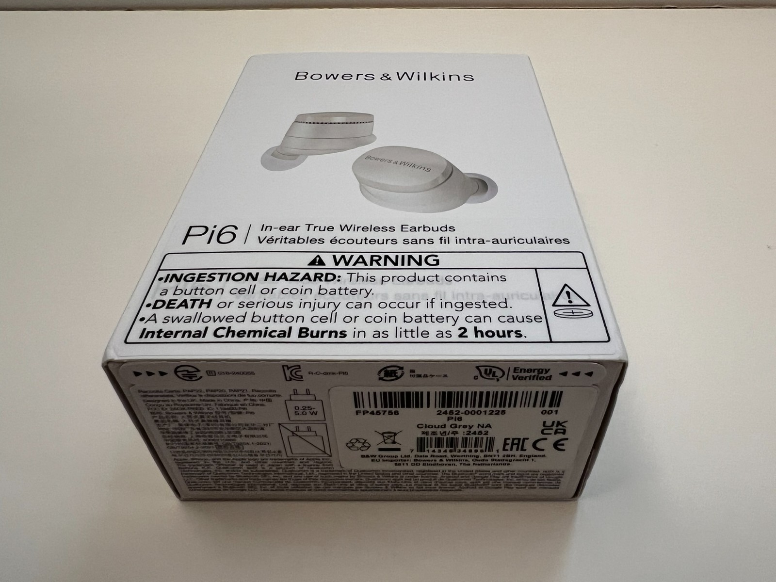Bowers & Wilkins Pi6 Wireless Noise Cancelling Earbuds | Cloud Grey – New